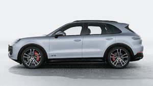 Exterior view of Cayenne GTS showing the left side of the car