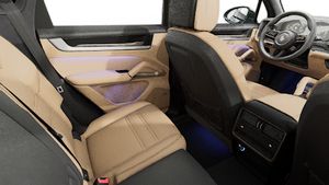 Interior view showing the back seats of Cayenne Turbo E-Hybrid
