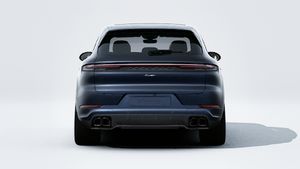 Exterior view of Cayenne Turbo E-Hybrid showing the rear of the car
