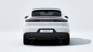 Exterior view of Cayenne Coupe showing the rear of the car