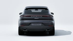 Exterior view of Cayenne Coupe showing the rear of the car