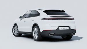Exterior view of Cayenne Coupe showing the back and left side of the car