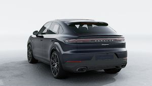 Exterior view of Cayenne E-Hybrid Coupe showing the back and left side of the car