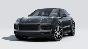 Exterior view of Cayenne E-Hybrid Coupe showing the front and left side of the car