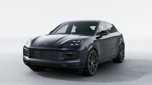 Exterior view of Cayenne E-Hybrid Coupe showing the front and left side of the car