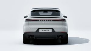 Exterior view of Cayenne S E-Hybrid Coupe showing the rear of the car