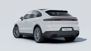 Exterior view of Cayenne S E-Hybrid Coupe showing the back and left side of the car