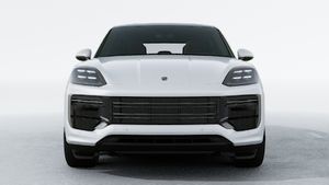 Exterior view of Cayenne Turbo E-Hybrid Coupe showing the front of the car