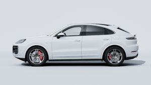 Exterior view of Cayenne Turbo E-Hybrid Coupe showing the left side of the car