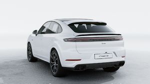 Exterior view of Cayenne Turbo E-Hybrid Coupe showing the back and left side of the car