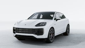 Exterior view of Cayenne Turbo E-Hybrid Coupe showing the front and left side of the car