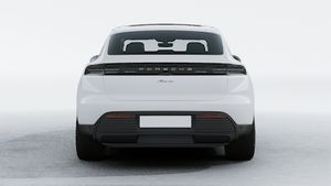 Exterior view of Macan Electric showing the rear of the car