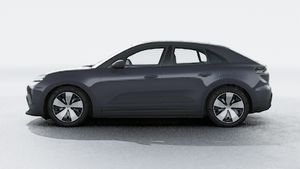 Exterior view of Macan Electric showing the left side of the car