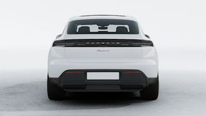 Exterior view of Macan 4 Electric showing the rear of the car