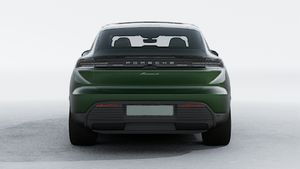 Exterior view of Macan 4 Electric showing the rear of the car