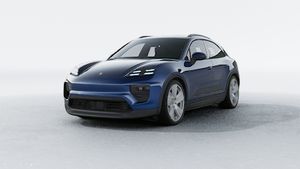 Exterior view of Macan 4 Electric showing the front and left side of the car