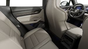 Interior view showing the back seats of Macan Turbo Electric