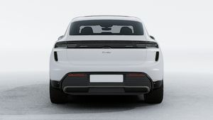 Exterior view of Macan Turbo Electric showing the rear of the car