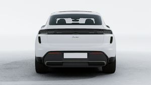 Exterior view of Macan Turbo Electric showing the rear of the car