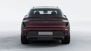 Exterior view of Macan Turbo Electric showing the rear of the car
