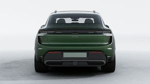 Exterior view of Macan Turbo Electric showing the rear of the car