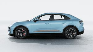 Exterior view of Macan Turbo Electric showing the left side of the car