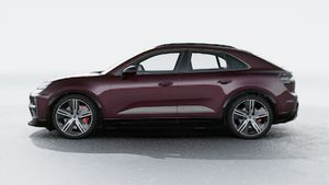Exterior view of Macan Turbo Electric showing the left side of the car