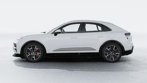 Exterior view of Macan Turbo Electric showing the left side of the car