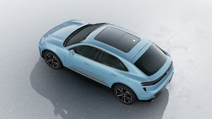 Exterior view of Macan Turbo Electric seen from above
