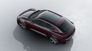 Exterior view of Macan Turbo Electric seen from above
