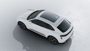 Exterior view of Macan Turbo Electric seen from above