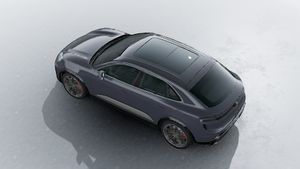 Exterior view of Macan Turbo Electric seen from above