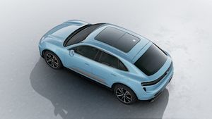 Exterior view of Macan Turbo Electric seen from above