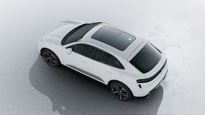 Exterior view of Macan Turbo Electric seen from above