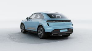 Exterior view of Macan Turbo Electric showing the back and left side of the car