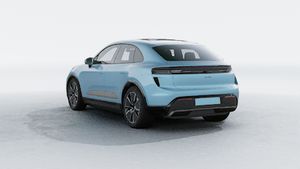 Exterior view of Macan Turbo Electric showing the back and left side of the car