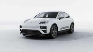 Exterior view of Macan Turbo Electric showing the front and left side of the car