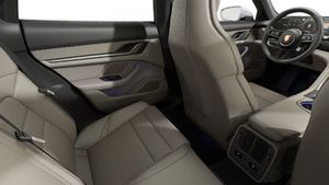 Interior view showing the back seats of Taycan
