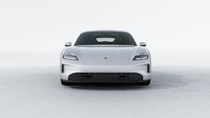 Exterior view of Taycan showing the front of the car