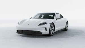 Exterior view of Taycan showing the front and left side of the car