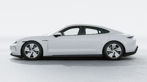 Exterior view of Taycan 4 showing the left side of the car