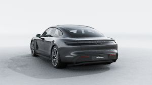 Exterior view of Taycan 4 showing the back and left side of the car