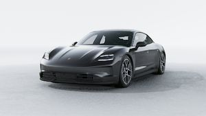 Exterior view of Taycan 4 showing the front and left side of the car