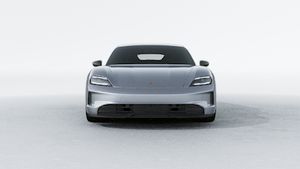 Exterior view of Taycan 4S showing the front of the car