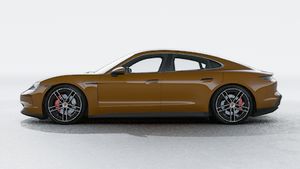 Exterior view of Taycan 4S showing the left side of the car