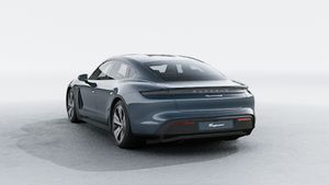 Exterior view of Taycan 4S showing the back and left side of the car