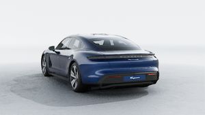 Exterior view of Taycan 4S showing the back and left side of the car