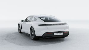 Exterior view of Taycan 4S showing the back and left side of the car