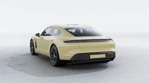 Exterior view of Taycan 4S showing the back and left side of the car