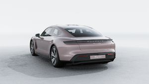 Exterior view of Taycan 4S showing the back and left side of the car